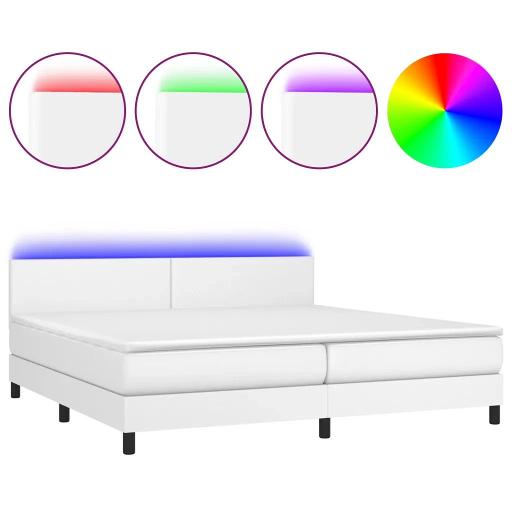 Giroletto Molle con Materasso e LED Bianco 200x200cm Similpelle cod mxl 61268