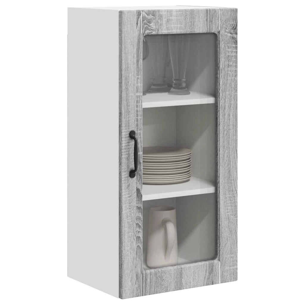Pensile da cucina | Mobile in vetro da parete LUCCA Grigio Sonoma 40 x 31 x 80 cm