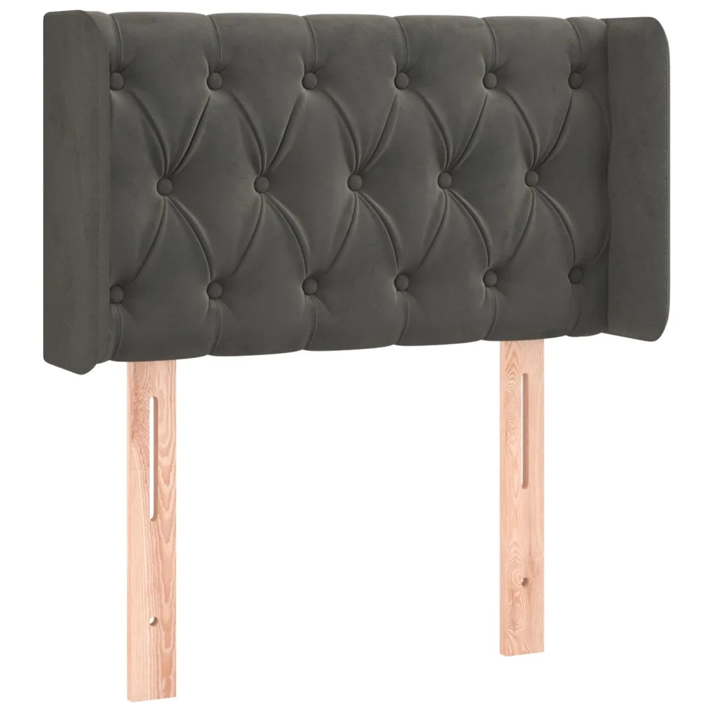 Testiera | Testata ad Orecchio Grigio Scuro 83x16x78/88 cm in Velluto