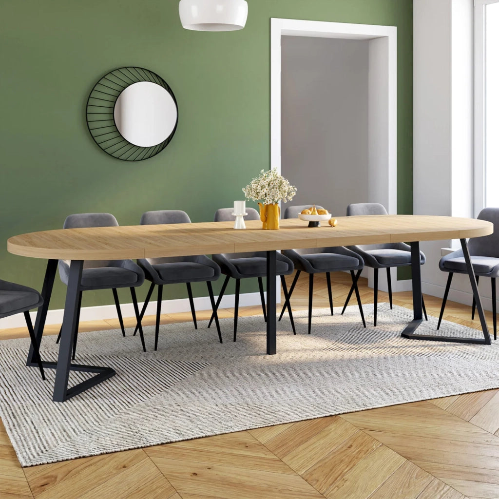 IDMarket - SELMA tavolo da pranzo rotondo allungabile 4-10 persone effetto legno faggio 110-300 cm