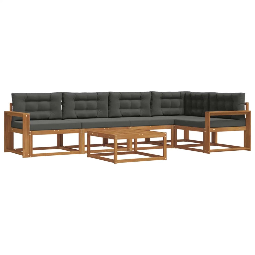 Set di divani da esterno con cuscino 6 pcs Naturale e Antracite