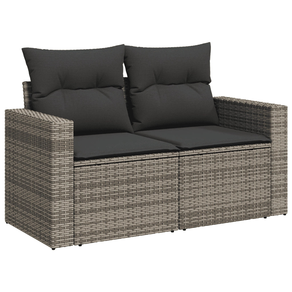 Set Divani da Giardino 7 pz con Cuscini Grigio in Polyrattan 3271340