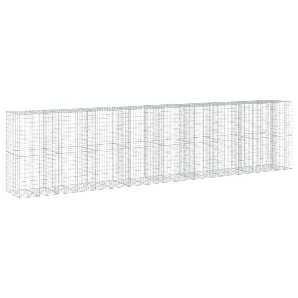 Gabbione recinto a gabbia muro di contenimento con coperchio 850 x 100 x 200 cm ferro zincato argento 02_0040208