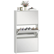 Scarpiera con Specchio e 3 Ante ¨C zephmum ¨C Bianco 65x17x114,5 cm