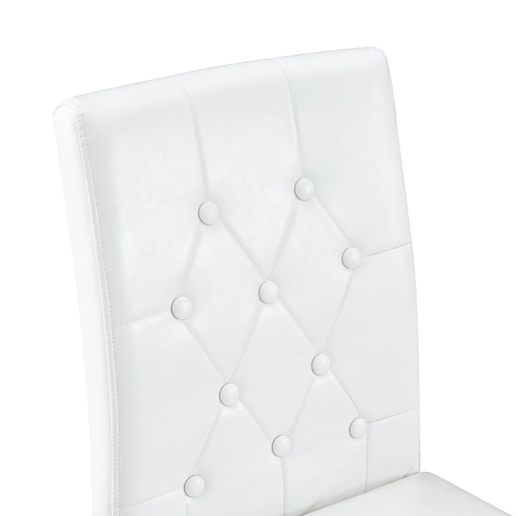 Set di 4 sedie da pranzo in PU bianco con gambe in metallo dorato lucido; 89 cm