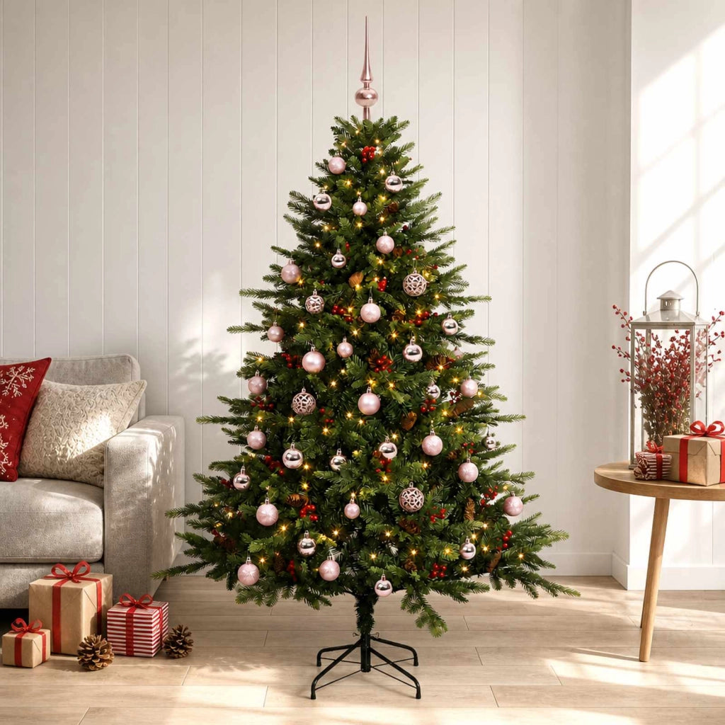 Albero di Natale artificiale con palline 120 cm 150 LED 3465773