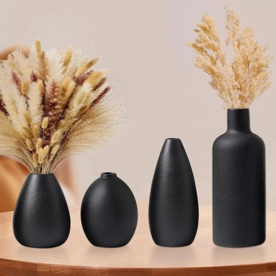 Set di piatti in ceramica - decorazione moderna - 4 pezzi - nero