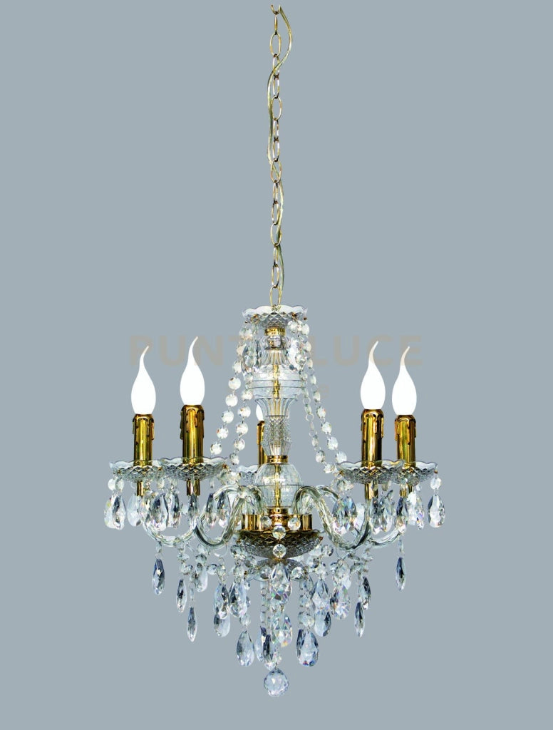 LUSTER LAMPADARIO 5 LUCI ORO D.52CM ATTACCO E14
