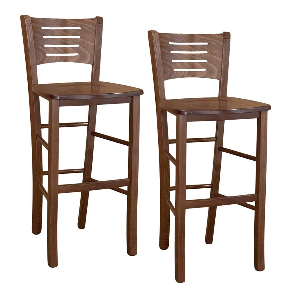 Sgabelli bar alti verona in legno noce scuro h 73 con seduta massello x 2