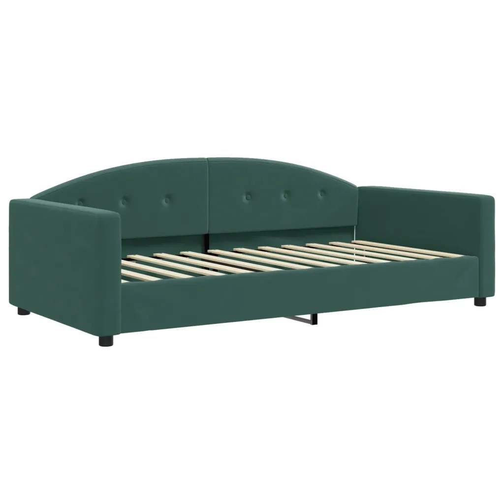 Divano Letto con Letto Estraibile Verde Scuro 100x200cm Velluto