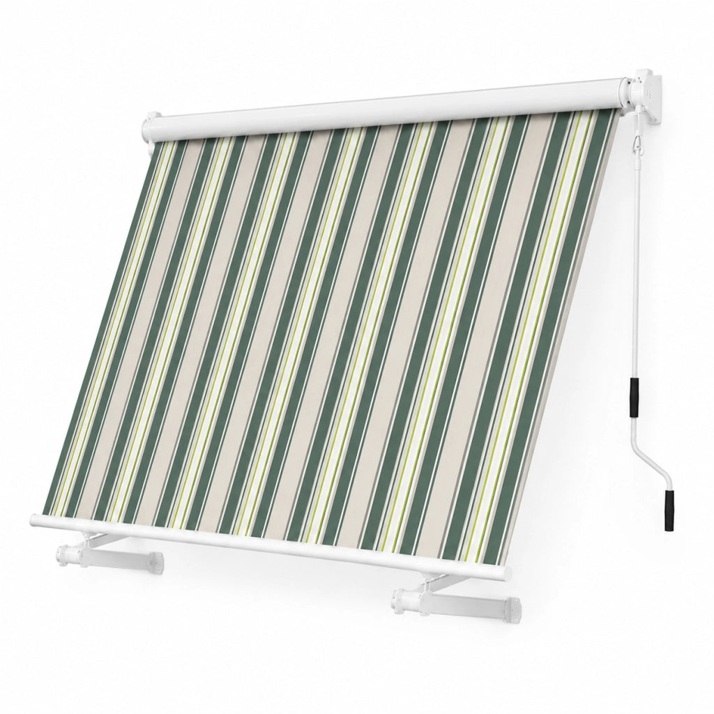 Tenda Parasole Con Manovella Struttura In Alluminio E Rivestimento In Poliestere 280G Protezione Dai Raggi Solari Privacy Per Balcone Terrazza Veranda E Esterni 295x250x50 Cm Verde E Beige