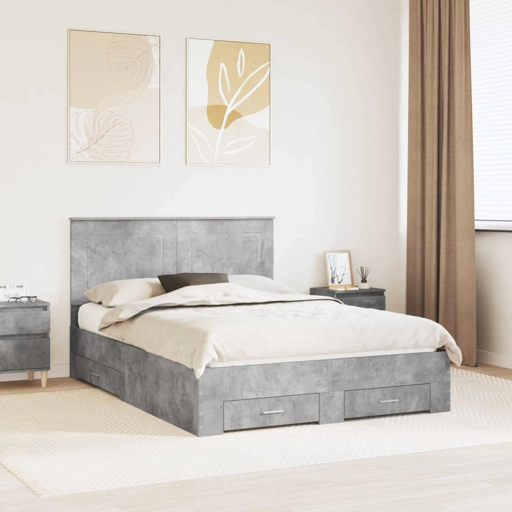 Struttura del letto con testiera Grigio cemento 140 x 190 cm