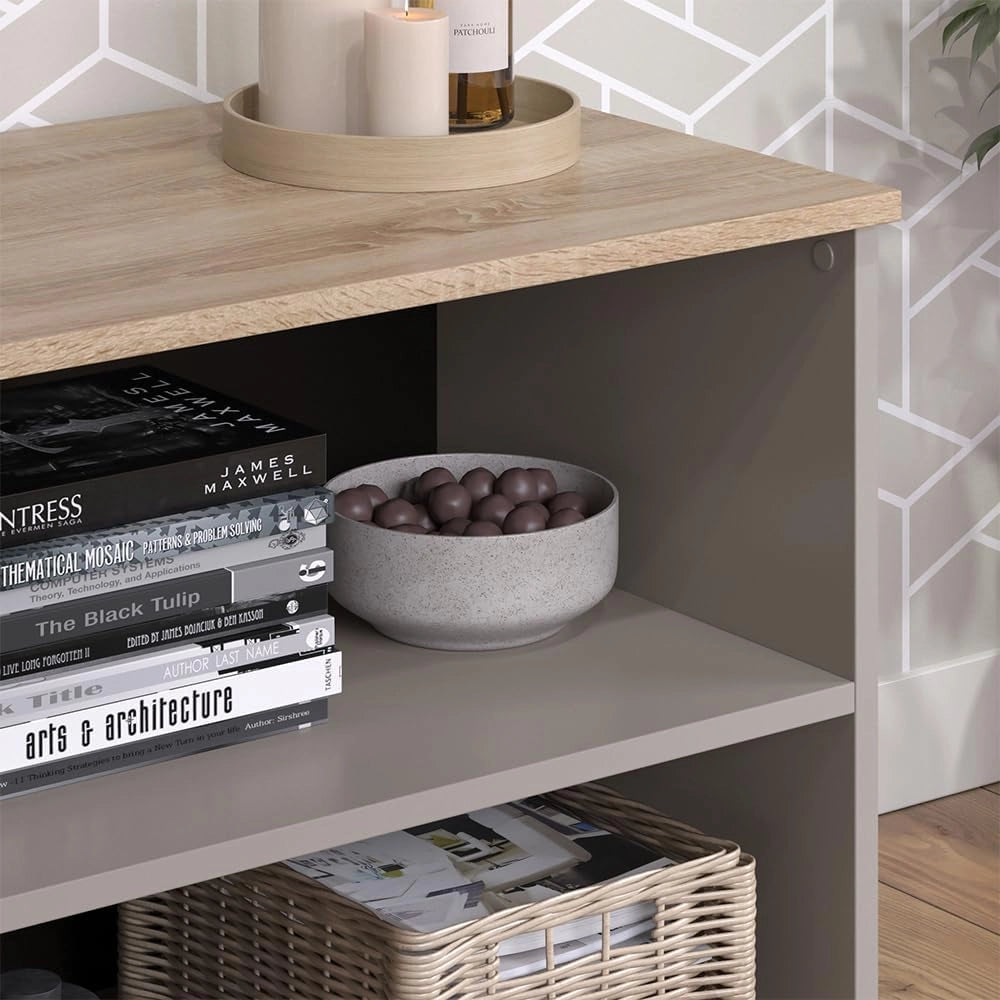 Credenza bassa Wido, Greige/Sonoma, 60 x 50 cm con 2 scomparti