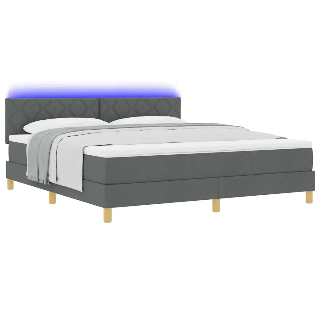 Letto a Sorgente LED Grigio scuro 180 x 200 cm Tessuto 3342535