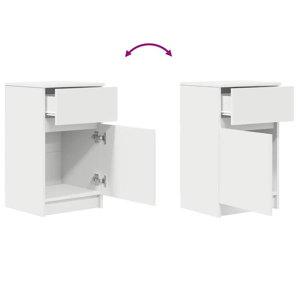 Comodino Bianco 39x35x65 cm in Legno Multistrato