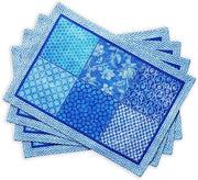 Set di 4 placemats in cotone non tessuto - Tavoliere riutilizzabili per cucina e decorazione da tavola - Indigo, 33 cm