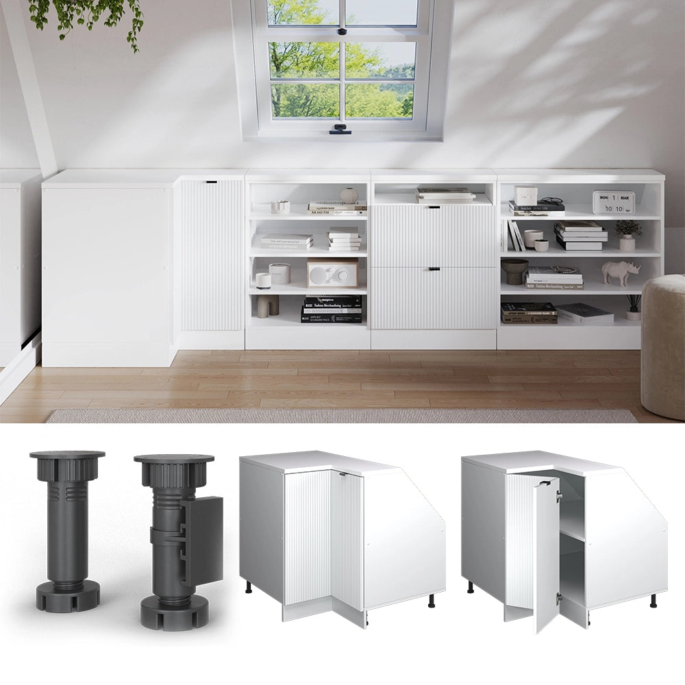 Mobile sottotetto Mobile angolare Rion Ondulazione bianca/Bianco 75.6 x 83.8 cm con 1 porta, carcassa dell’armadio profondità 60 cm Vicco