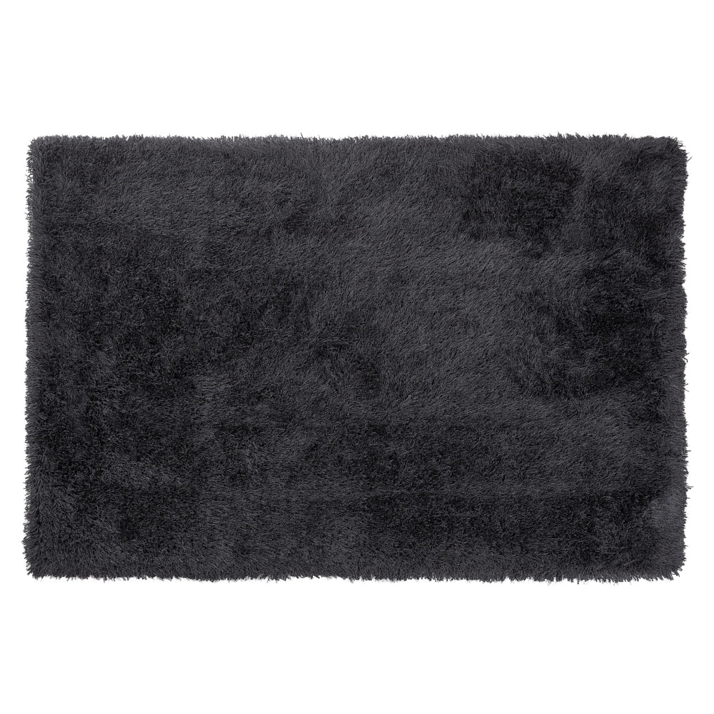 Tappeto Shaggy Tappeto a pelo lungo Solido Poliestere Nero Rettangolare 140 x 200 cm