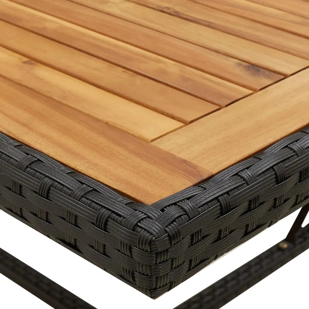 Tavolo Giardino Nero 109x107x74 cm Polyrattan e Massello Acacia 316790