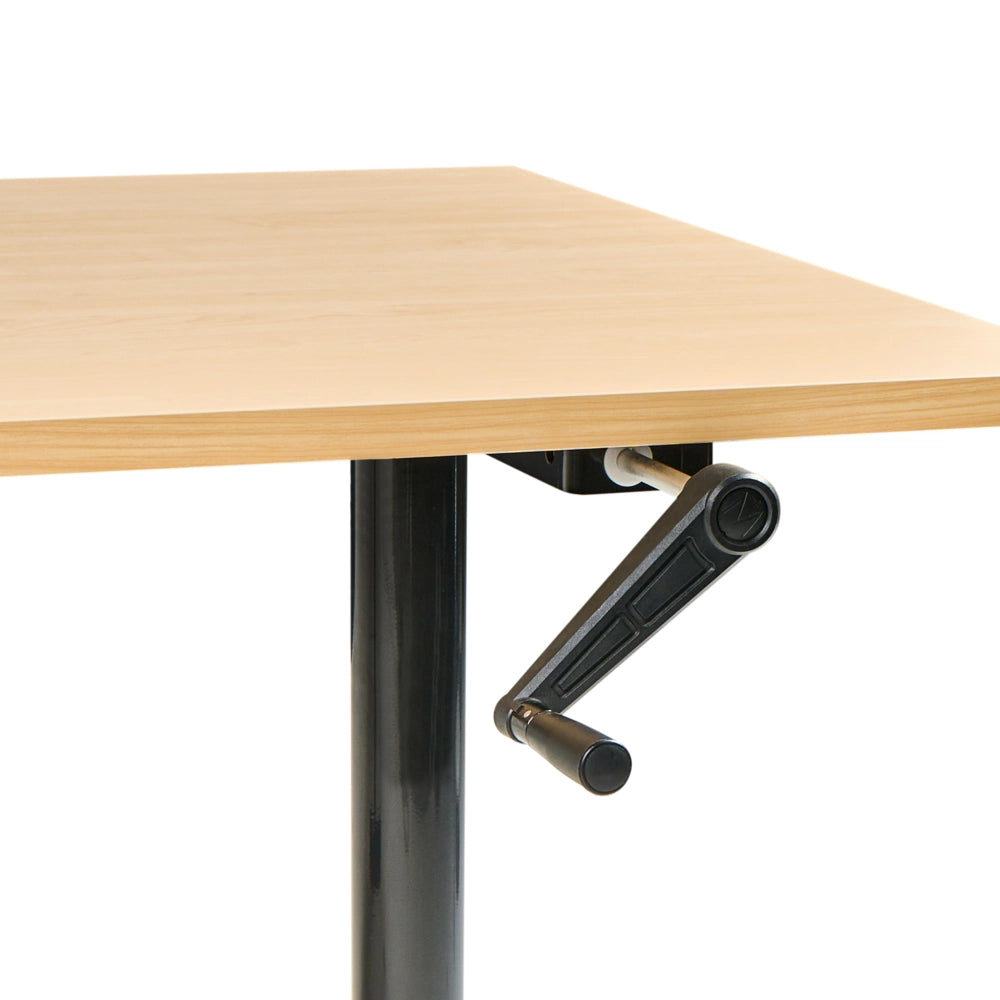 Scrivania regolabile manualmente nero e marrone chiaro 180 x 72 cm struttura in acciaio verniciato a polvere
