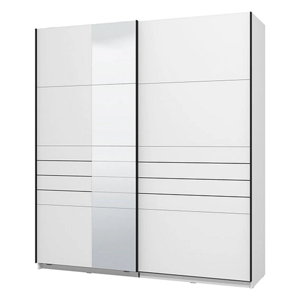 Armadio Camera da Letto Siri, Guardaroba Grande Appendiabiti, 195x217.5h cm Bianco Opaco