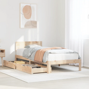 Giroletto con Cassetti-Struttura Letto con contenitore 90x200 cm in Legno Massello di Pino 739570