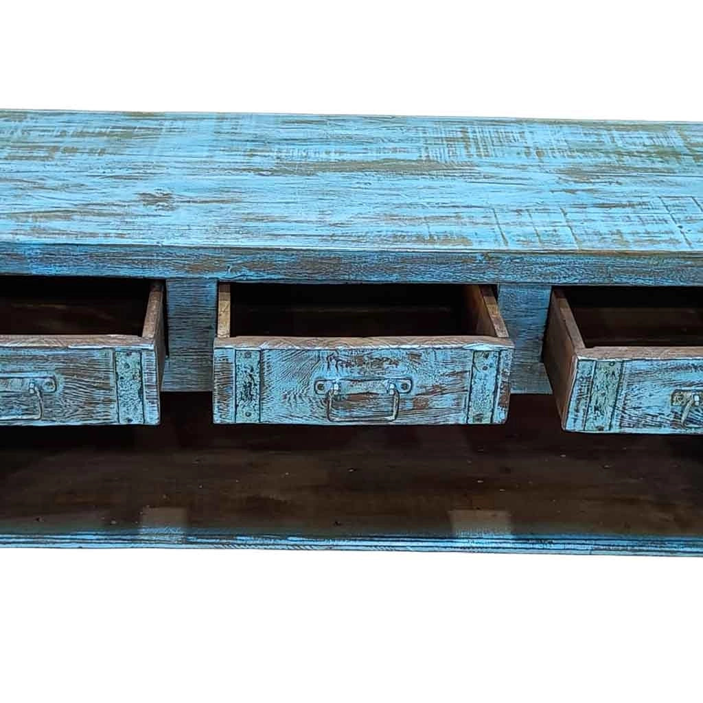 Mobile basso artigianale in legno 165-175x45x57h cm