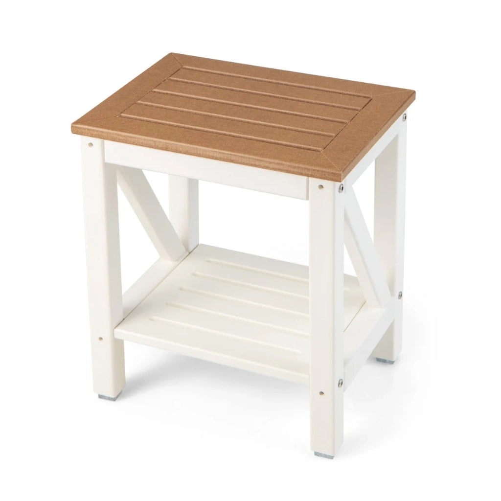 Set di 1 sgabello da bagno 43 x 32 x 47 cm antiscivolo 2 ripiani design moderno HDPE marrone 20_0014186