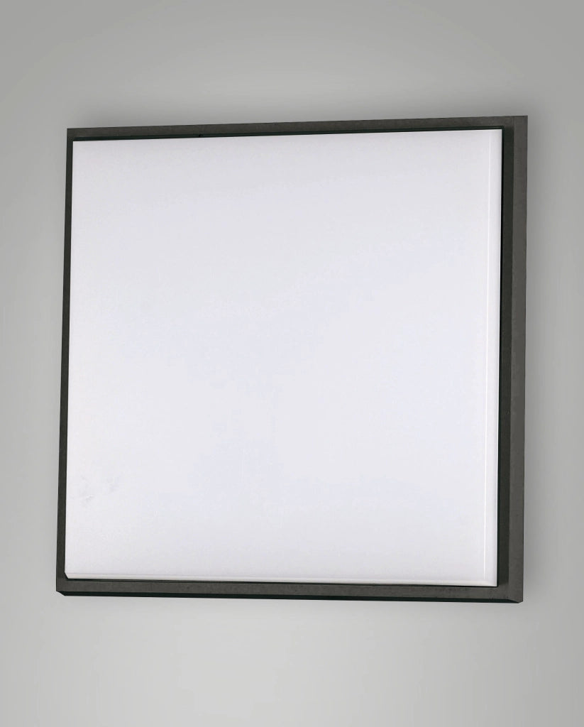 Desdy Plafoniera LED Quadrata 30W 3000K IP54 Struttura in Alluminio e Policarbonato Nero 300x300x50mm Codice Prodotto 3314-65-101