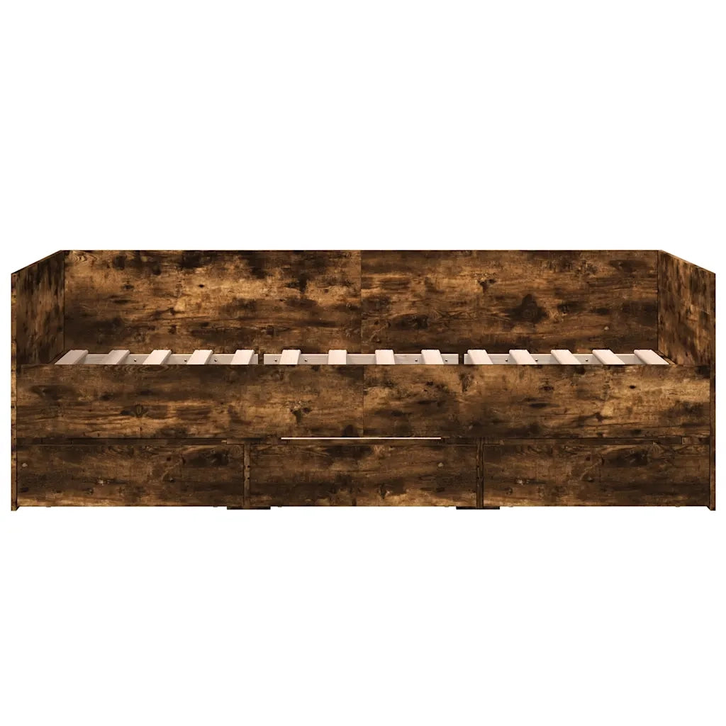 Divano Letto con Cassetti senza Materasso Rovere Fumo 90x190 cm 3280829