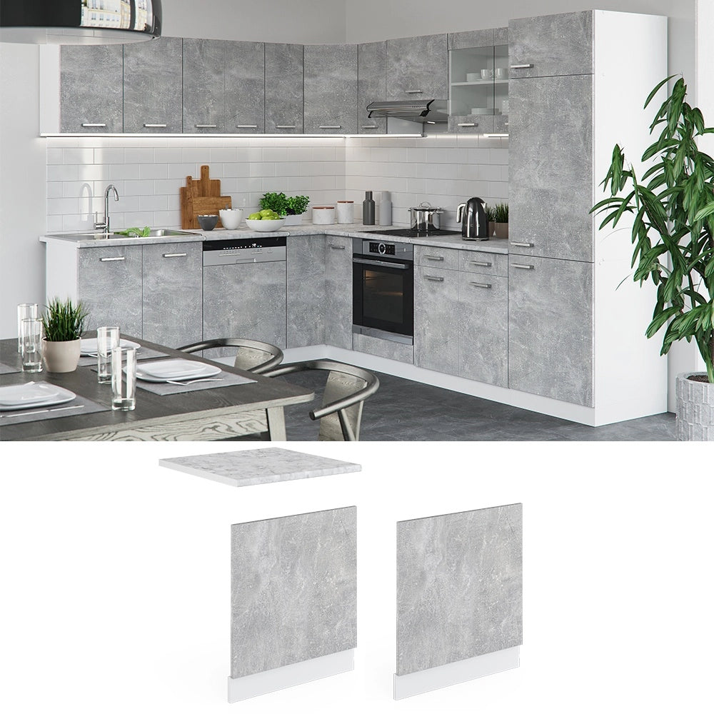Pannello frontale R-Line Calcestruzzo/Bianco 60 cm senza piano di lavoro Vicco