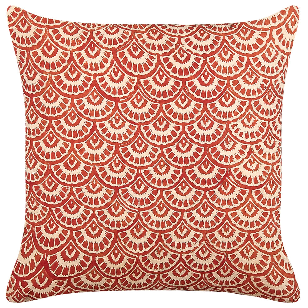 Set di 2 cuscini decorativi rosso cotone motivo geometrico 45 x 45 cm complementi d'arredo dal design retrò