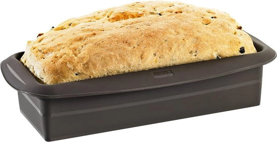 Pentola per pane fatta di 100% materiale BPA-free, platina-siliconen, colore marrone, dimensioni 35,8 x 18 x 8,1 cm.