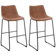 Set di 2 sgabelli da bar rivestimento in tessuto marrone gambe in metallo Nero poggiapiedi industriale