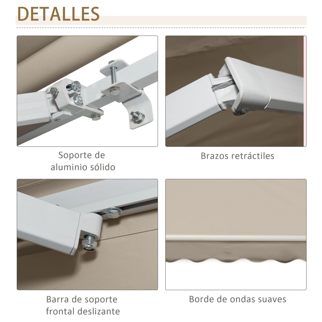 Tenda da Sole Avvolgibile 4x2.5 m ¨C Minimal ¨C Beige Metallo Alluminio