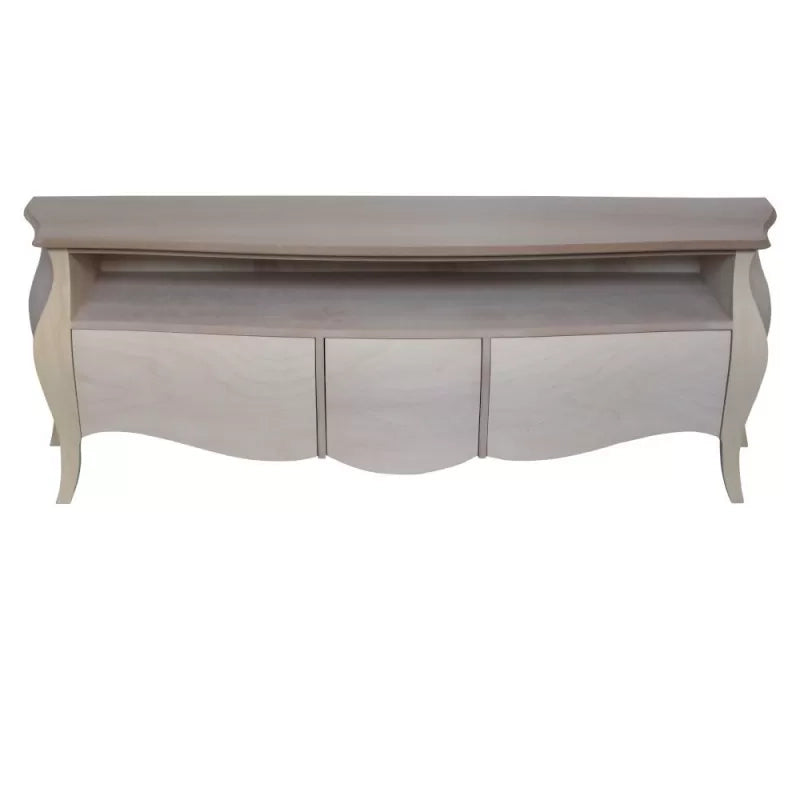 Porta tv  classico in legno bombato 3 cassetti grezzo l.176 p.45 h.62 (3268) - Mobili 2G