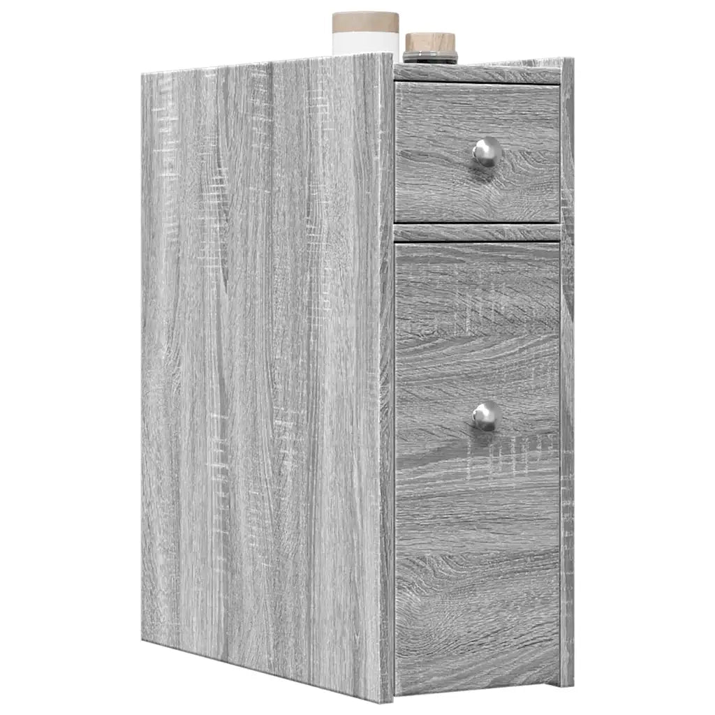 Armadietto da Bagno | Armadio da bagno Stretto con Ruote Grigio Sonoma Truciolato