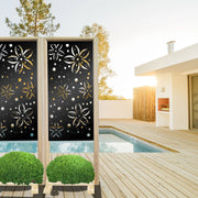 FLOWERS - Separè- Paravento modulabile - 70x190cm - in Legno e PVC Colore: nero