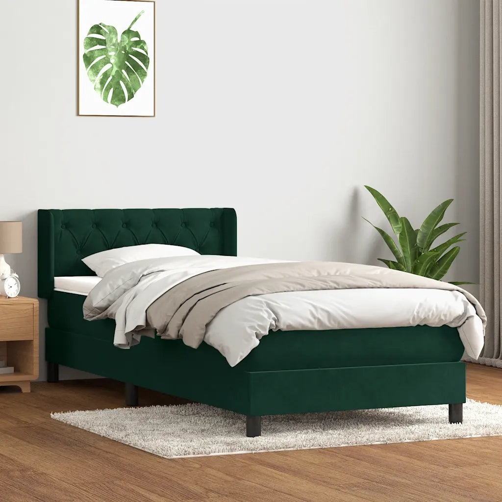 Giroletto a Molle con Materasso Verde Scuro 80x220 cm Velluto 3318390