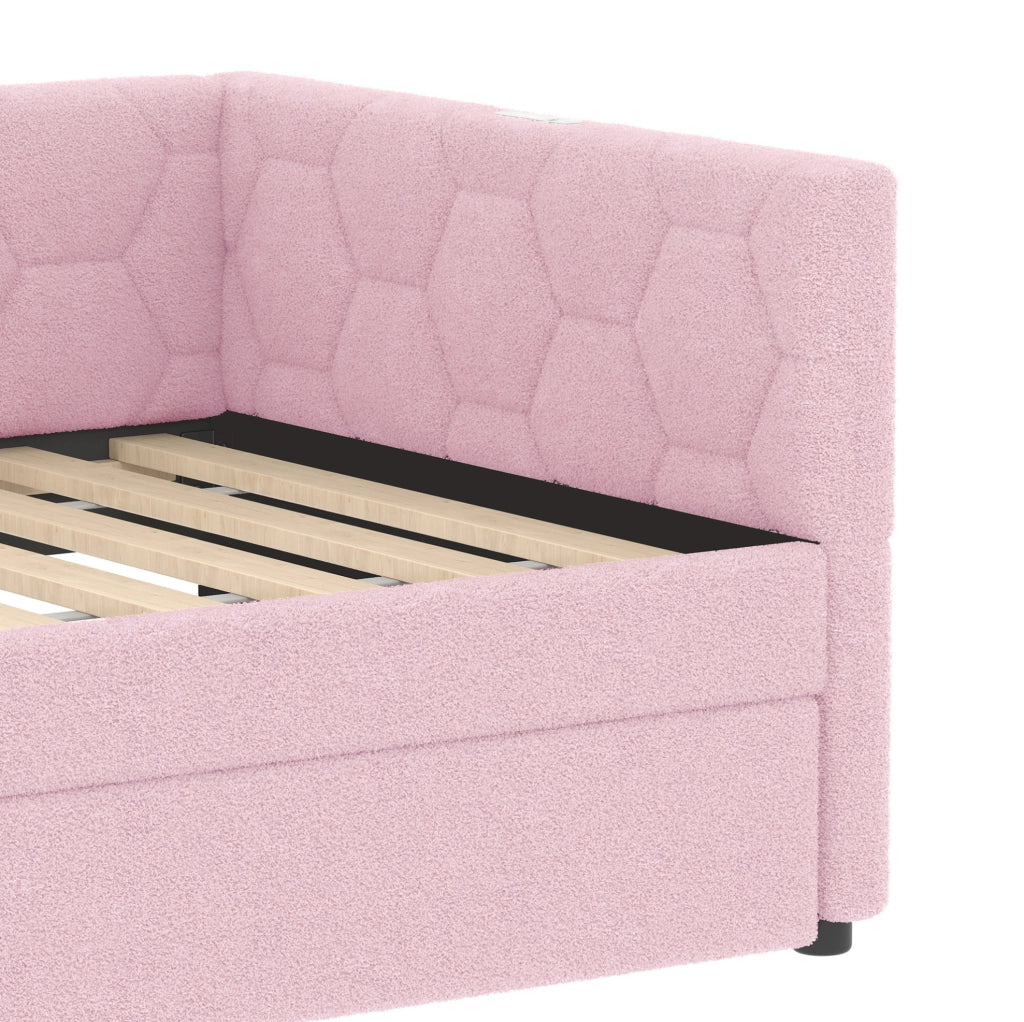 Letto singolo 90x200 cm con letto estraibile, lampada e porte USB