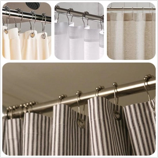 Set di 12 doccianti in acciaio inossidabile con sistema di slittamento, 12 ganci singoli 69 x 39