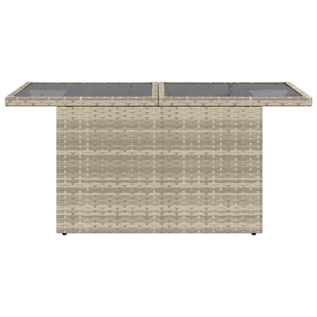 Tavolo Giardino | Tavolino da esterno Piano Vetro Grigio Chiaro 100x55x73 Polyrattan