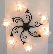 LAMPADA PLAFONIERA APPLIQUE LAMPADARIO EMOZIONI 6 LUCI DIAM. CM 55 NERO/RUGGINE