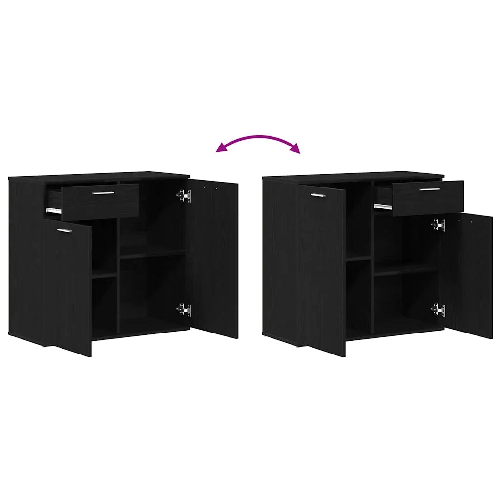 Credenza-Buffet-Armadio da cucina Rovere Nero 80x36x75 cm in Legno Multistrato