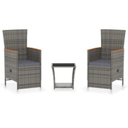 Set Divani da Giardino 3 pz | Set Salotto da Giardino con Cuscini in Polyrattan Grigio