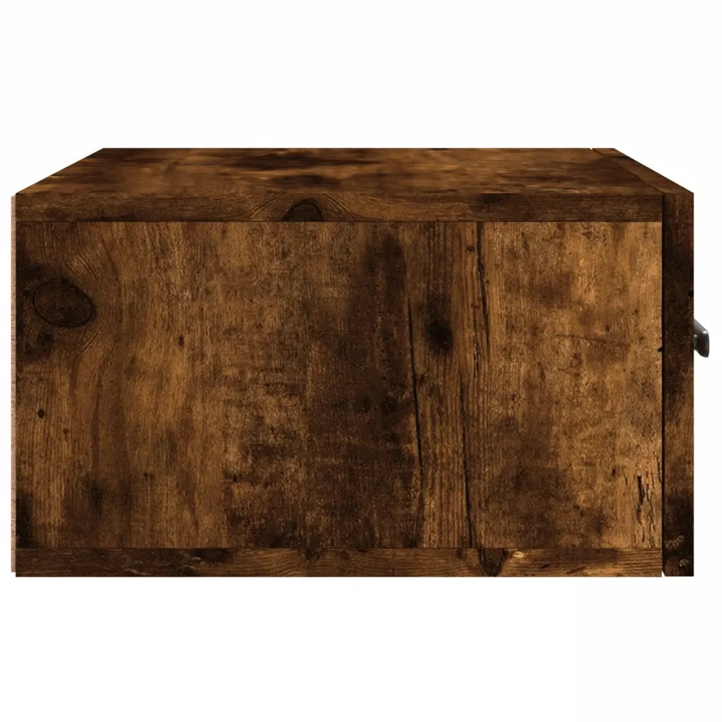Set di 2 Comodini | Armadio da Notte | Mobiletto da notte a Muro Rovere Fumo 35x35x20 cm