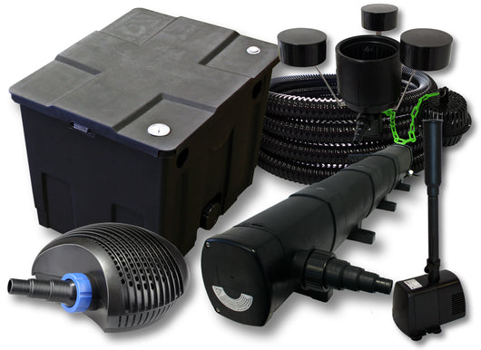 Set filtro per 12000l Chiarificatore 72W Pompa CTF ECO 20W Tubo 25m Skimmer CSP250 Fontana