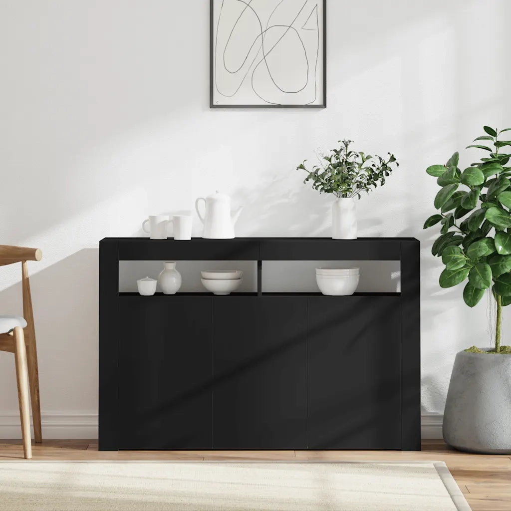 Credenza con Luci LED Nera 115,5x30x75 cm cod mxl 14078
