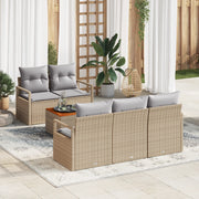 Set divano da giardino 6 pezzi con cuscini beige polyrattan acacia