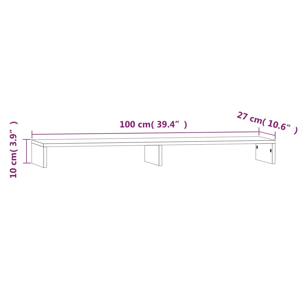 Supporto per Monitor 100x27x10 cm in Legno Massello di Pino 813949